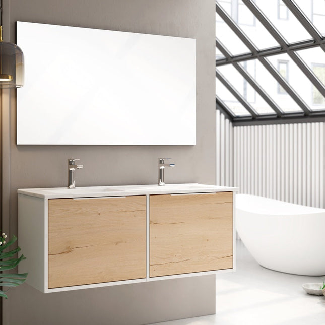 Conjunto mueble de baño completo 120 cm blanco moderno | 3_BP