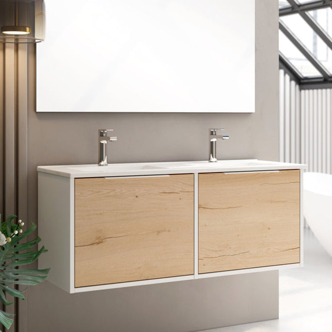 Mueble de baño con lavabo 120 cm blanco con dos cajones | 3_BP
