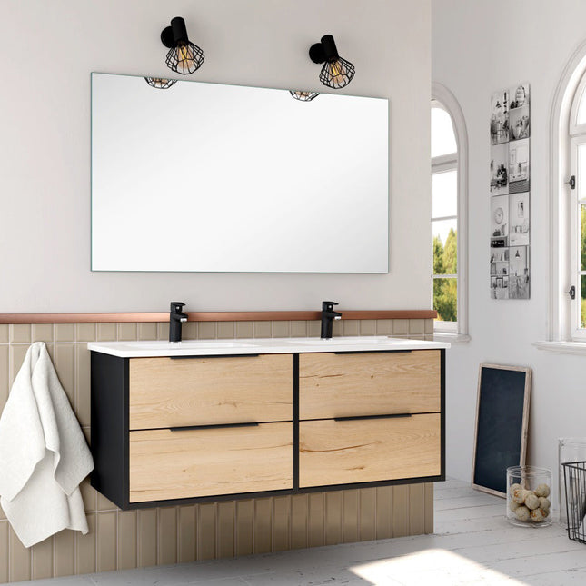 Conjunto mueble de baño completo 120 cm negro con 4 cajones | 3_BP