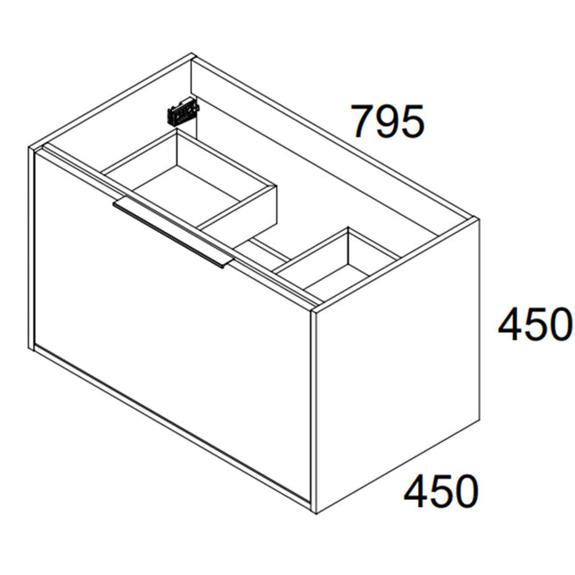 Mueble de baño con lavabo 80 cm negro suspendido moderno | 3_BP