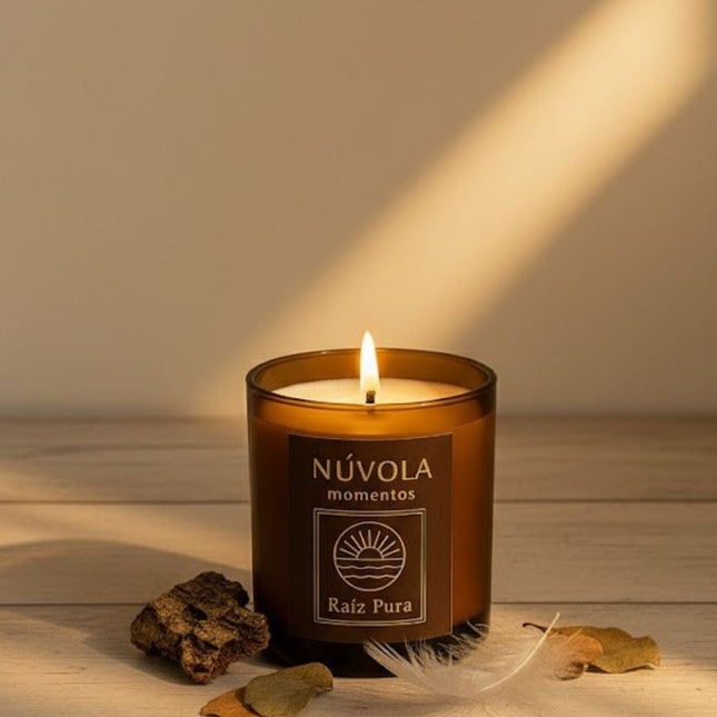 Vela de aromaterapia sobrecarga mental | cedro sándalo ámbar