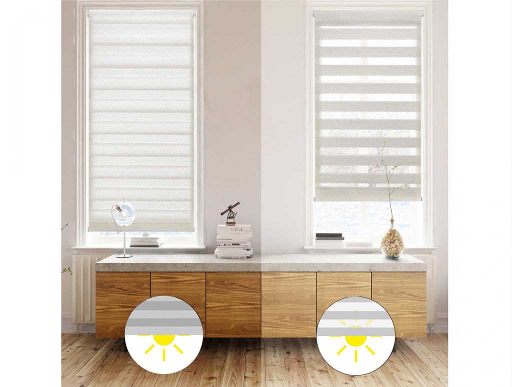 57x180 ecru night and day roller blind for modern living room