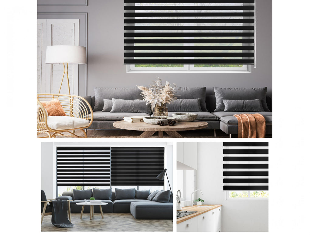 Estor enrollable 100x250 negro control de luz y privacidad