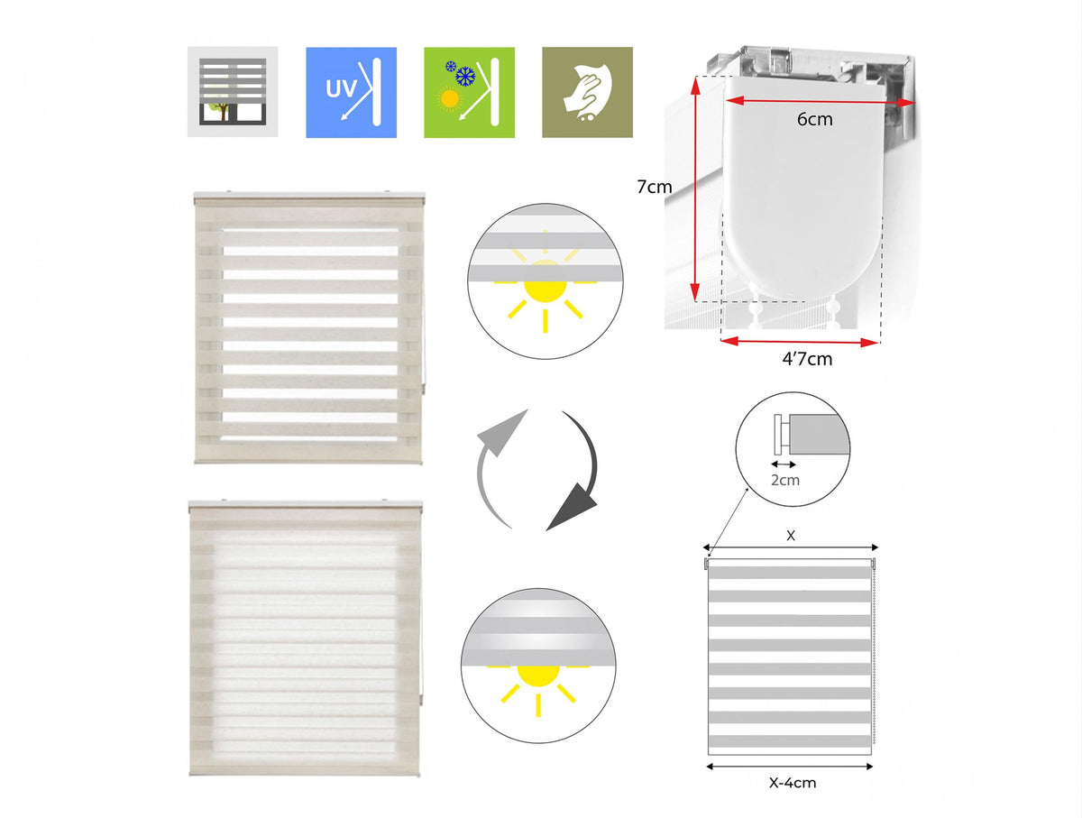 Estor enrollable 180x250 crudo control de luz y privacidad
