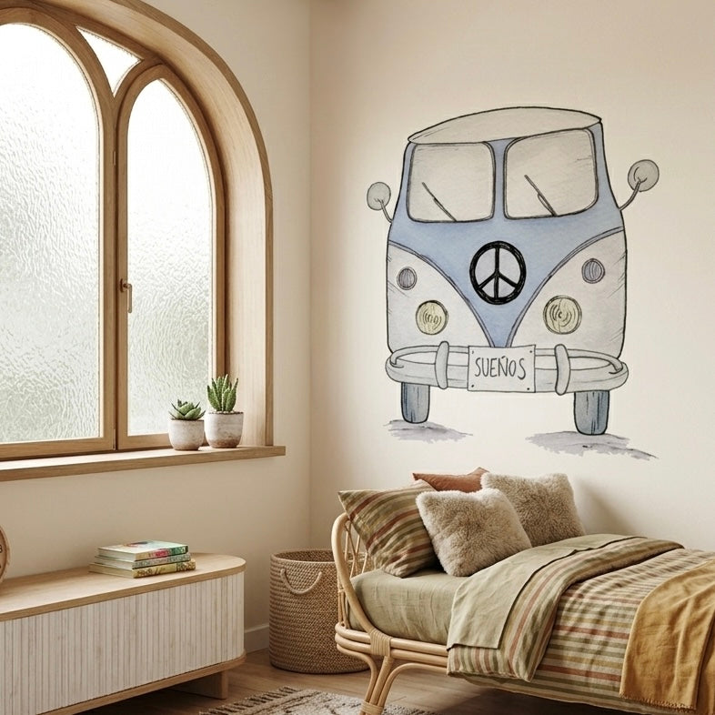 Vinilo decorativo infantil VAN azul 95x95 cm para decorar